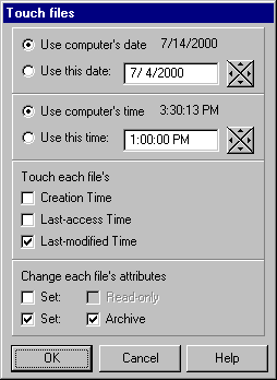 touch files--change file dates, times, attributes